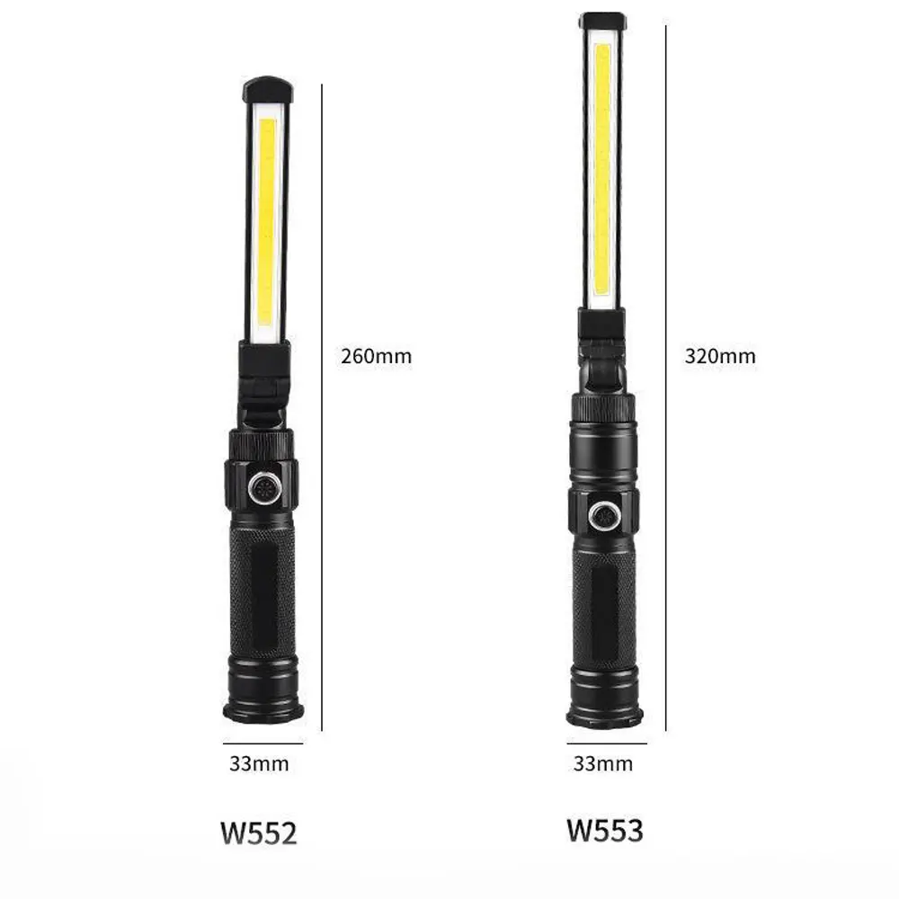 New COB LED Flashlight Magnetic Work Light USB Rechargeable Torch Hook Portable Lantern Inspection Light Camping Car Repair Lamp