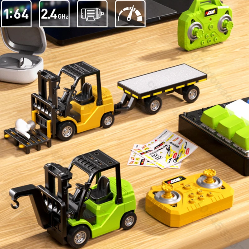

1:64 сплав RC вилочный погрузчик кран с прицепом игрушечная модель звук свет приложение Connetion инженерная строительная техника коллекция Рождество