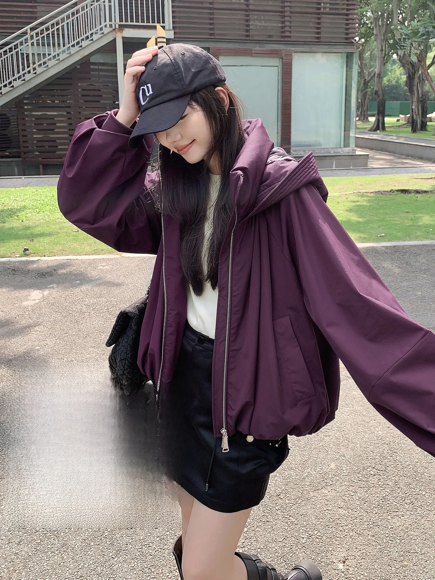 

Meiyang Women's down Jaet Loose Fit Casual Hooded Goose down Coat Regular Sve Long Zipper Closure Warm Daily Wear