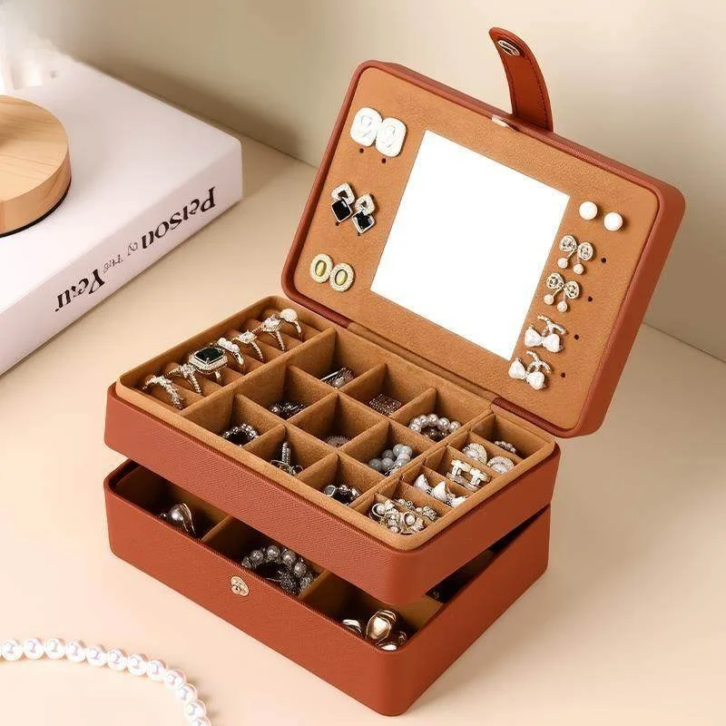 

Элегантный кожаный органайзер для ювелирных украшений премиум-класса: новая многослойная шкатулка для серег, колец и ожерелий, большая вместимость, защита от окисления
