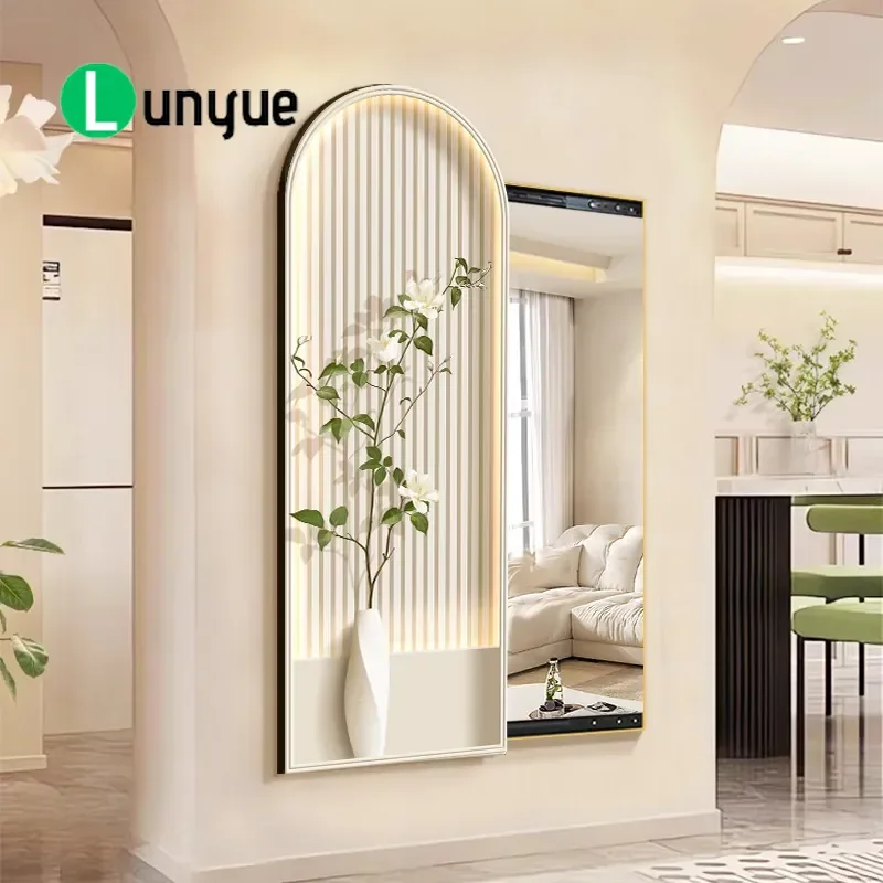 Cream Style Push Pull Full Body Mirror Hidden Wall Art Decorative Painting for Living Room Entrance Bedroom Mural Space