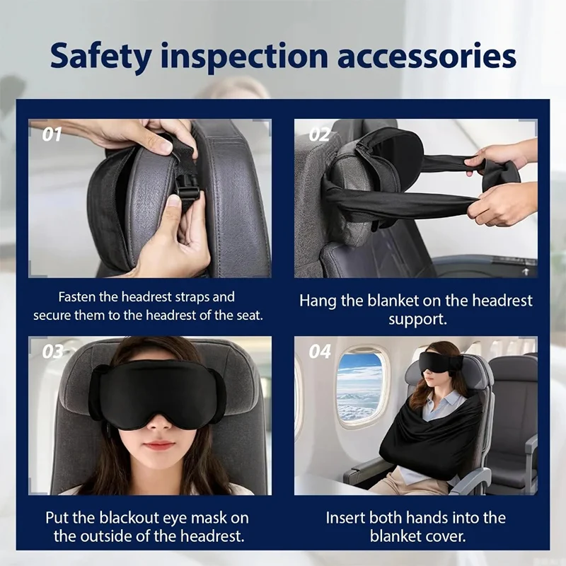 3‑in‑1 Travel Sleeping Pillow Adjustable Support System Flight Sleep Eyemask Body Sling Memory Foam Home Office Travel supplies