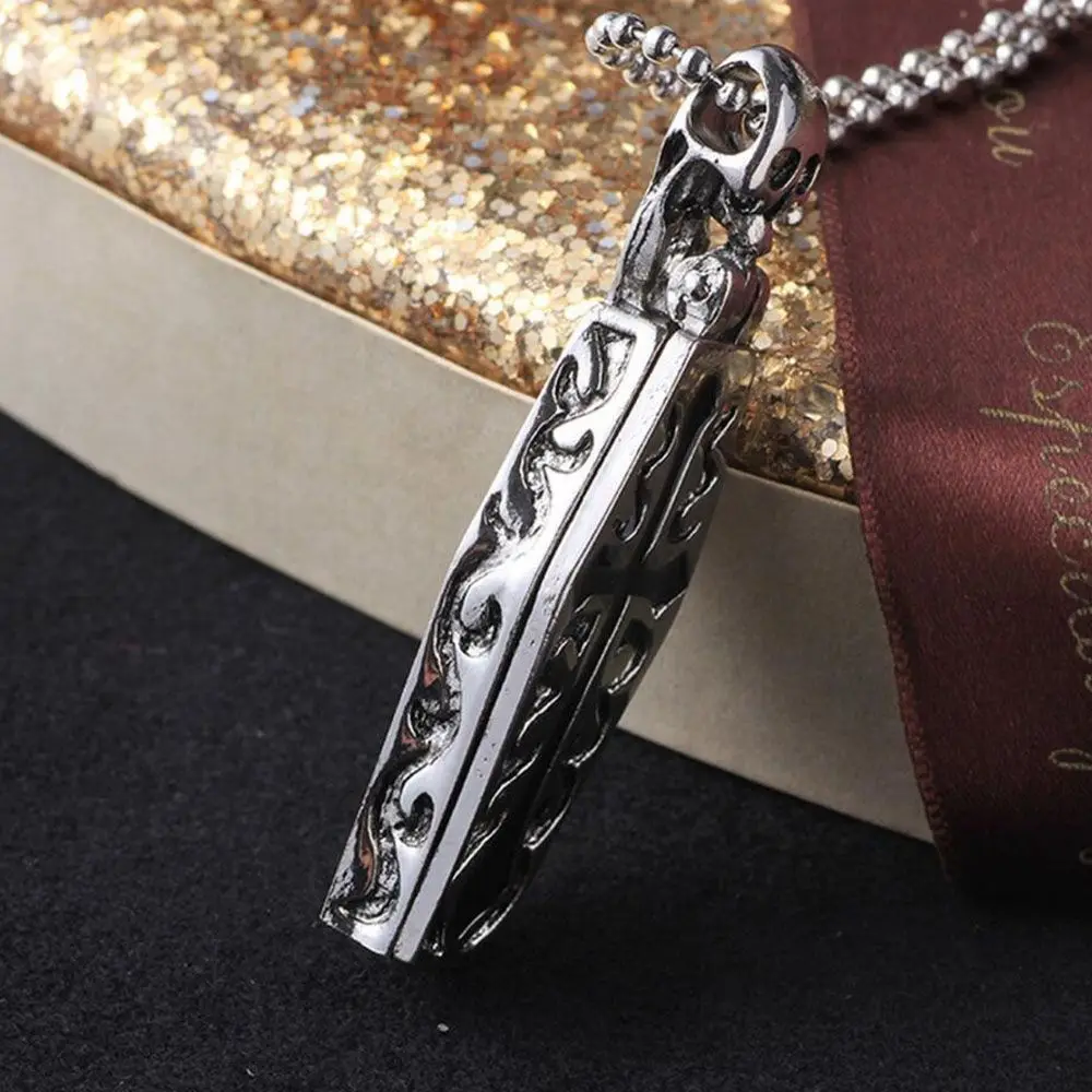 Men Stainless Steel Skull Human Skeleton Steampunk Cross Pendant Necklace Chain