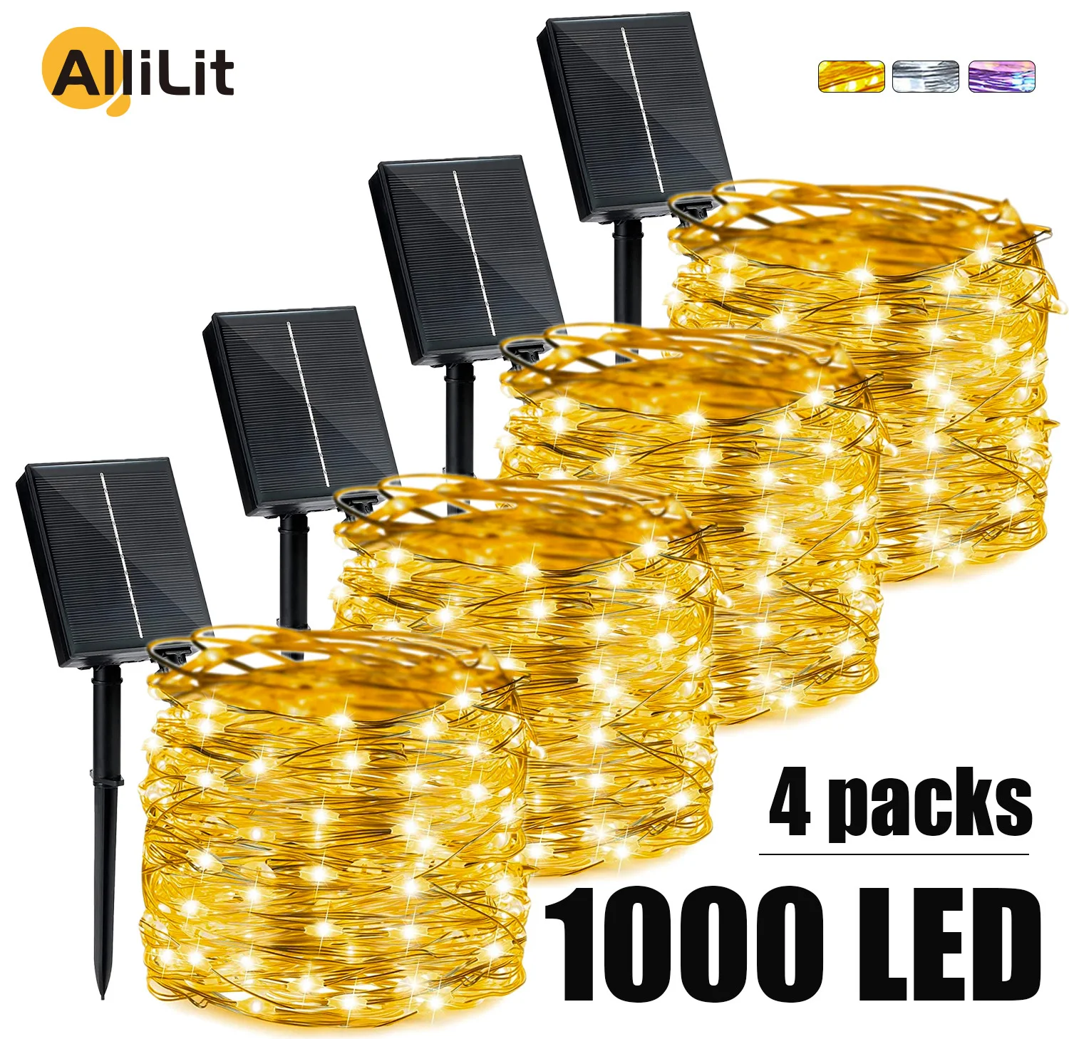 Guirlande lumineuse solaire LED, 7m/12m/22m/32m/52m/102m, imperméable, scintillante, pour jardin extérieur