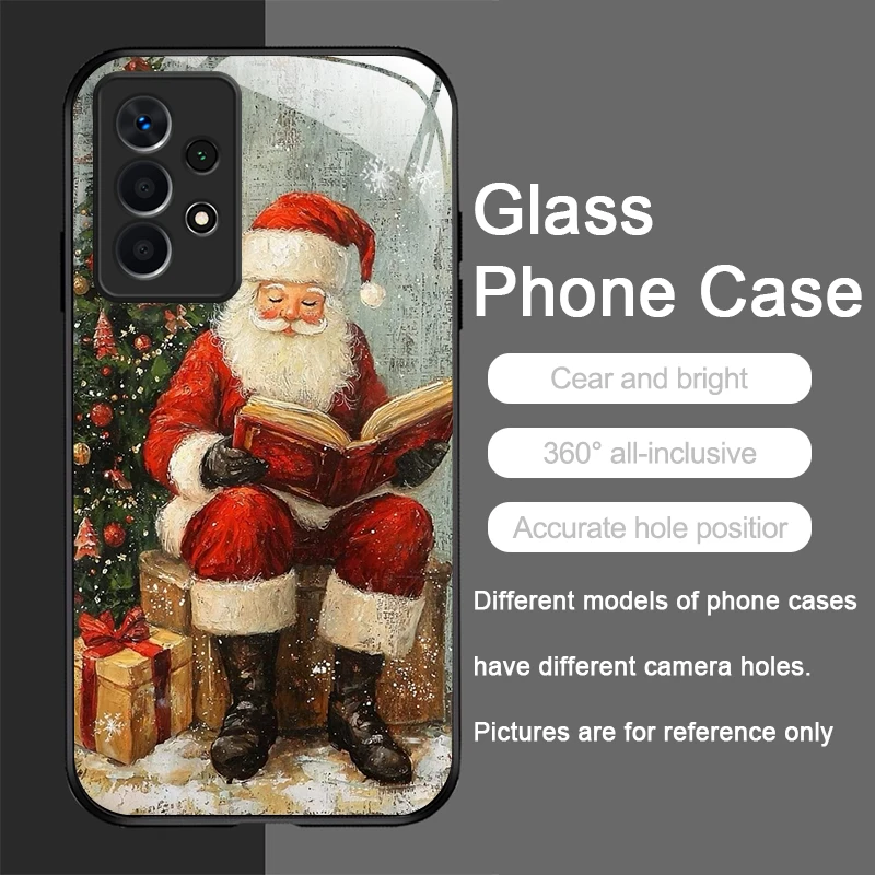 Merry Christmas Santa ClausรูปแบบกระจกนิรภัยสําหรับSamsung Galaxy S25 Ultra S24 S23 Plus S22 S21 S20 FE A56 ฝาครอบ