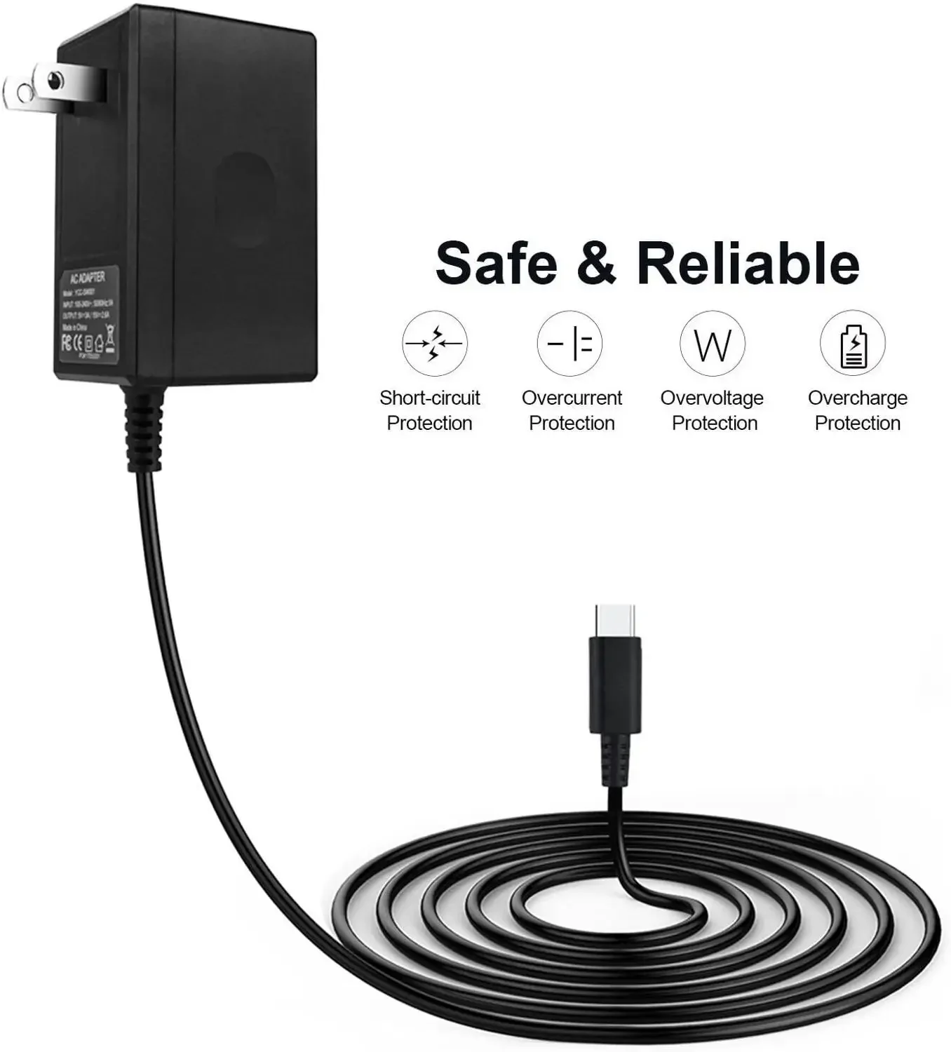 شاحن محول لمفتاح نيتندو ، شاحن سفر ، شحن سريع ، USB نوع C ، NS Lite ، 1.5A ، 2.6A ، المنزل ، الاتحاد الأوروبي ، لنا ، المملكة المتحدة