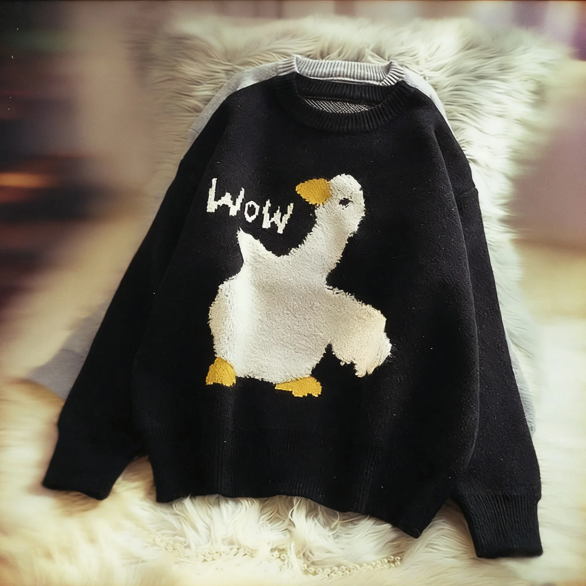 

Women's autumn and winter loose round-neck pullover long-sleeve knitted top