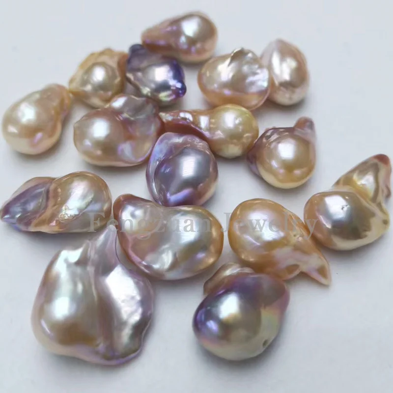 9-19mm Baroque Pearls 2A Quality High Luster Natural Freshwater Pearl Half Drilled Hole Loose Pearls for Making Fine Jewelry