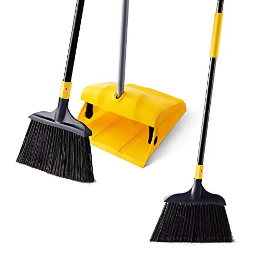 

Commercial Broom and Dustpan Set with Windproof Cover Commercial Outdoor Indoor 2 Plus 1 for Courtyard Garage Lobby Mall Market