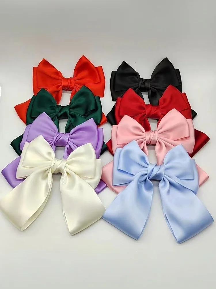 Einfarbig Bogen Band Haar Clip Neue Frauen Bowknot Barrettes Frauen Pferdeschwanz Clip Stirnband Mädchen Haar Zubehör Geschenk – Detail 9