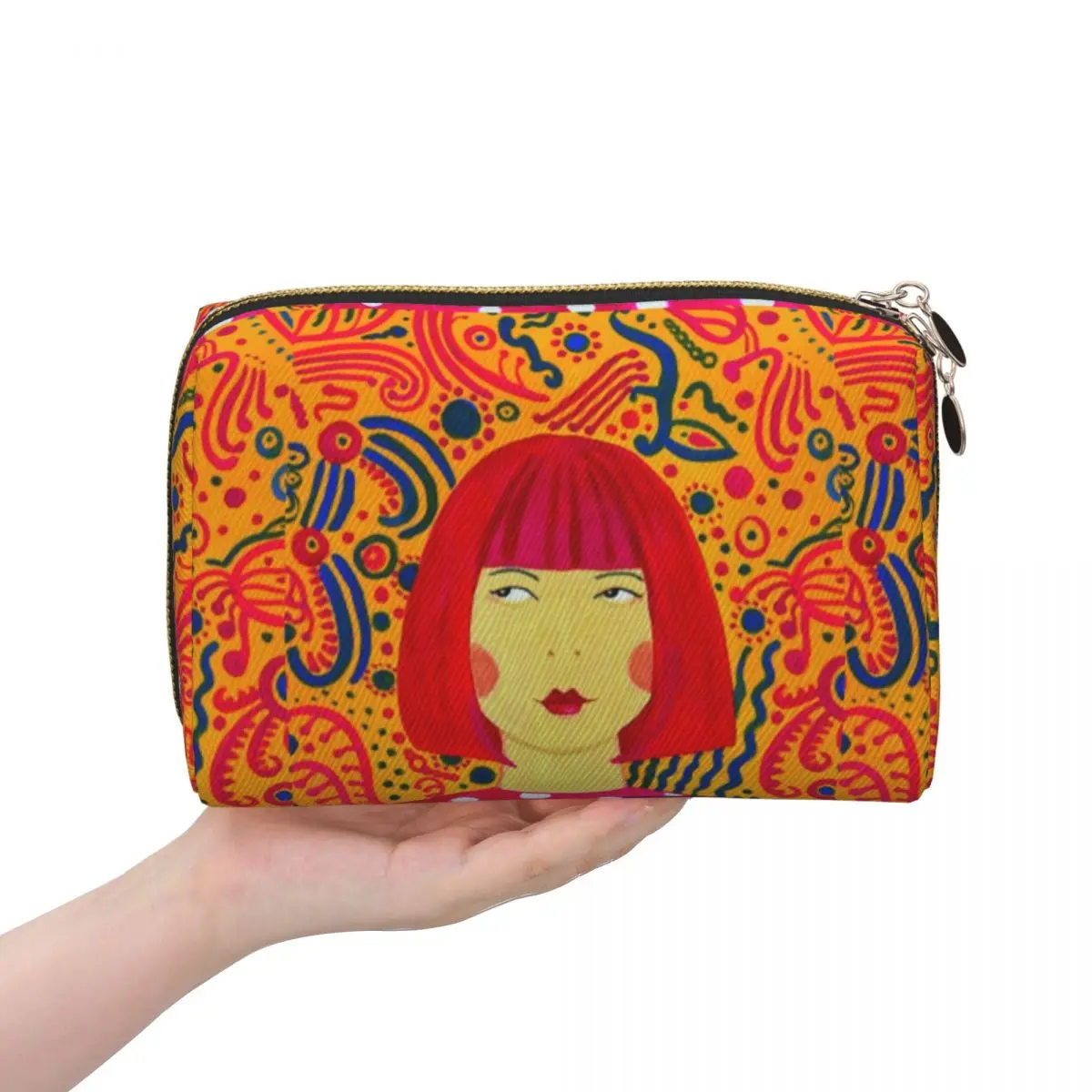 Yayoi Kusama Abstract Painting Women Cosmetic Bag Travel Makeup Organizer Pouch Toiletry Storage Dopp Kit Case