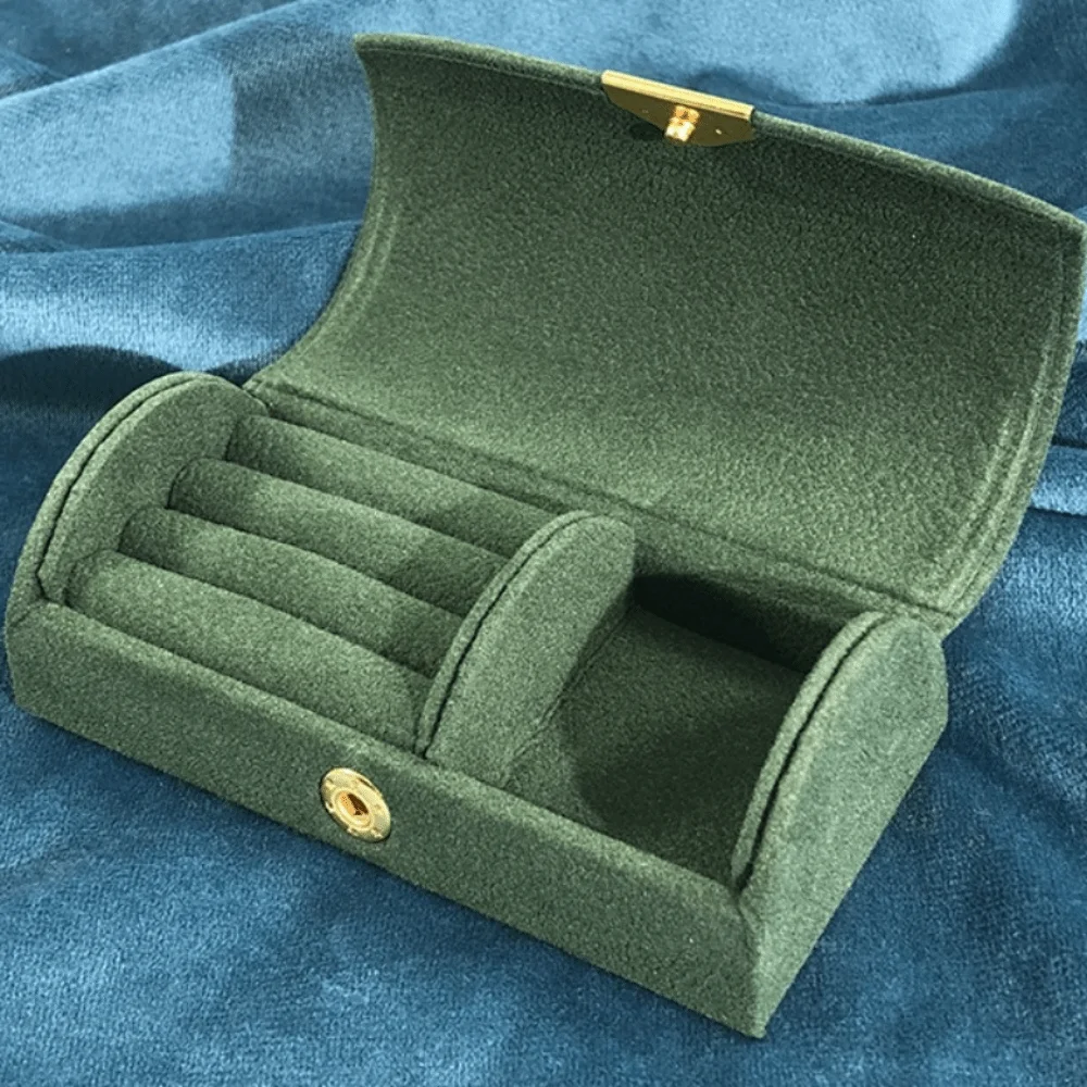 

New Elegant Jewelry Box Portable Suede Surface Travel Jewelry Case Arch Face Jewelry Storage Organizer Gift