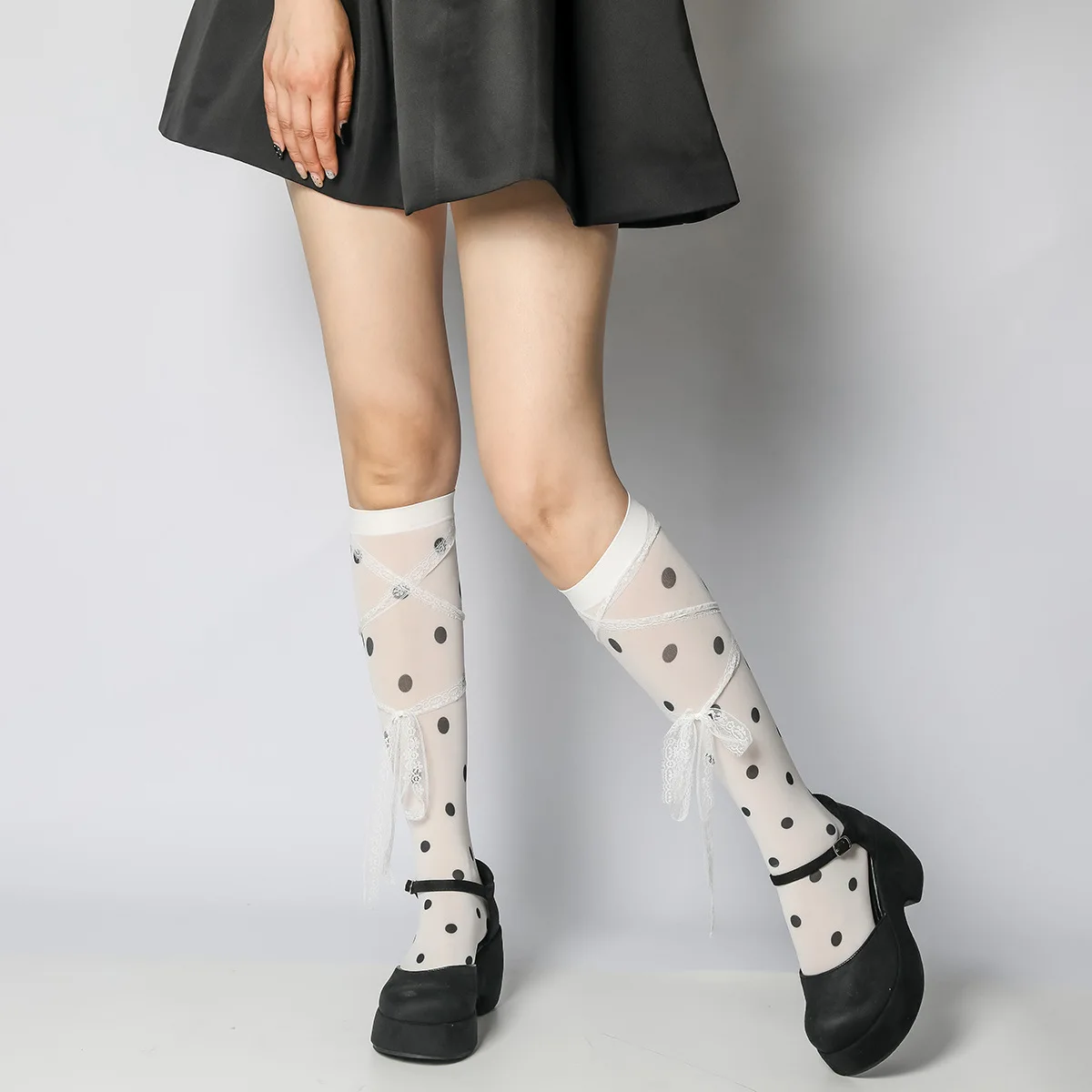 Polka Dot Mesh Knee Socks Style vs Comfort Trade-Offs — view 1