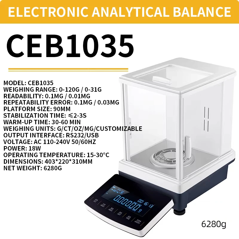 Electronic Analytical Balance 0.0001g Dual-Range Precision Balance Laboratory 0.01mg Semi-Micro Balance
