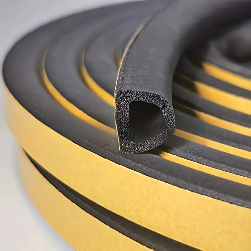 12m Seal Strip Self-Adhesive D Type Doors Window Gasket Soundproof Rubber Foam Weatherstrip Sealed Collision Strip