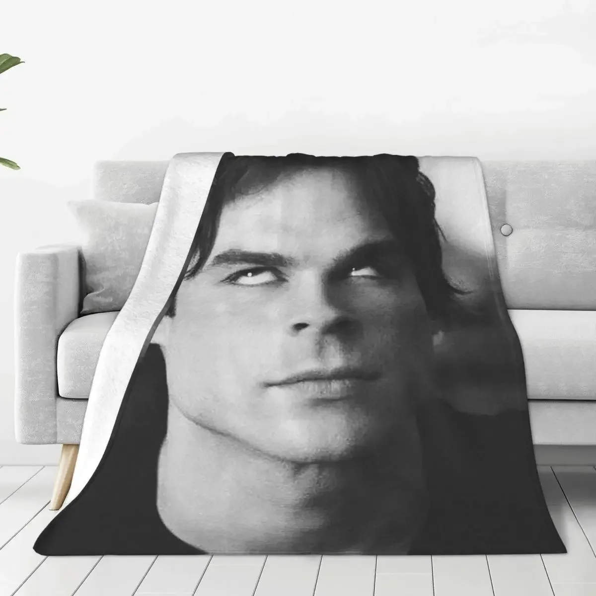 Damon Salvatore Blanket Fleece All Season The Vampire Diaries Multi-function Super Soft Throw Blanket for Home Bedroom Bedspread