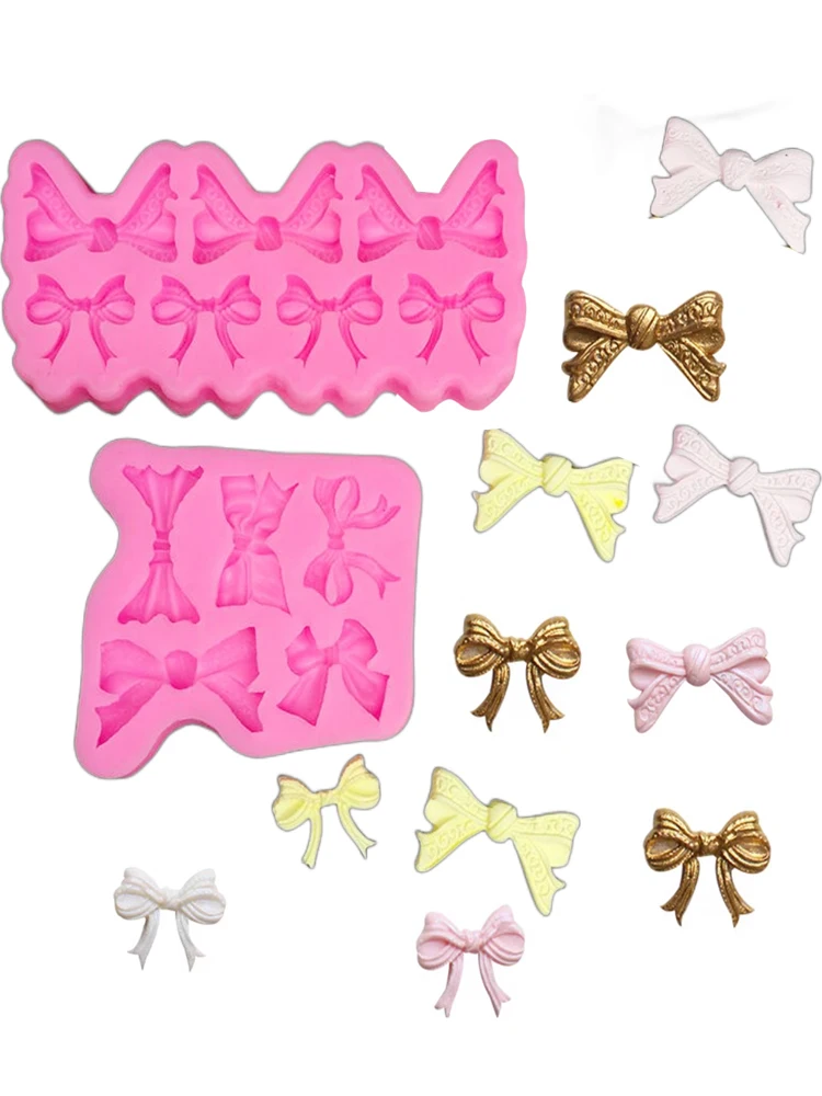 DIY New Bow Chocolate Fondant Silicone Mold Cake Decoration Tool Candle Aromatherapy Gypsum Plaster Resin Candy Mould M869