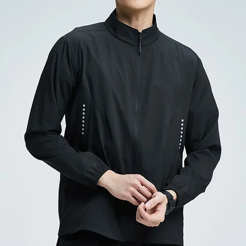 Men Running Training Elastic Coat Gym Tight Jacket Outdoor Cycling Sweatshirt Fitness Sunscreen Clothing Dry Fit Compression Top