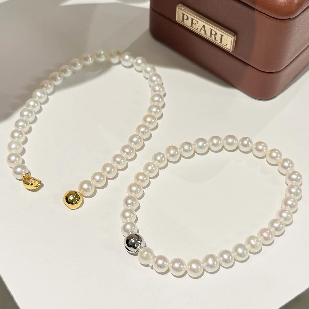多用途でベストセラーのスタイル、5～6mmの天然淡水パールブレスレットジュエリー、女性用、14kゴールドフィルド磁気クラスプ付き