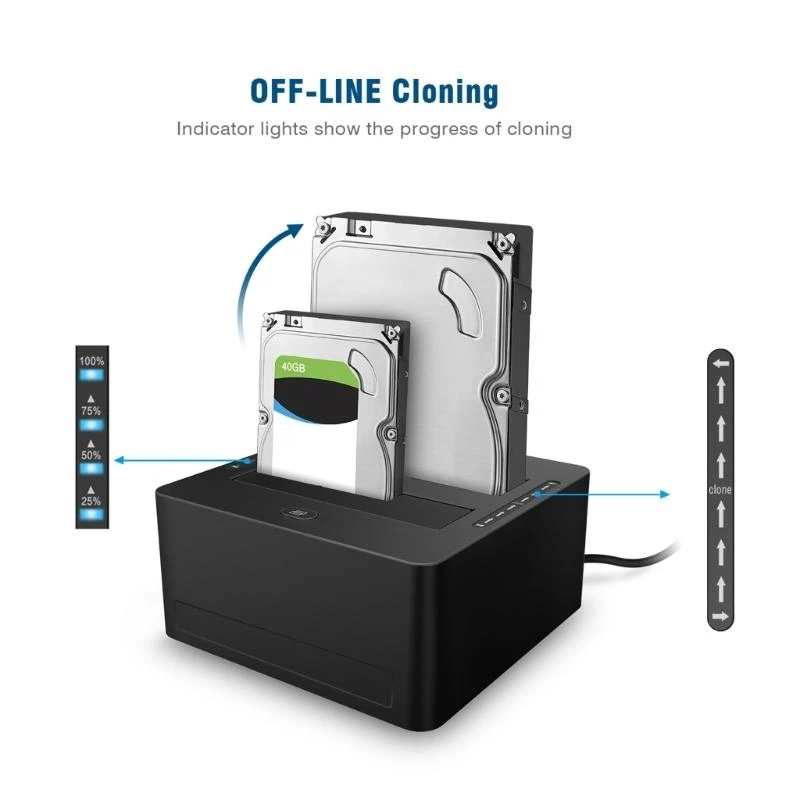 R53C Two Bay USB3.0 Hard Drive Docking Station Advanced for 2.5inch 3.5inch Disks