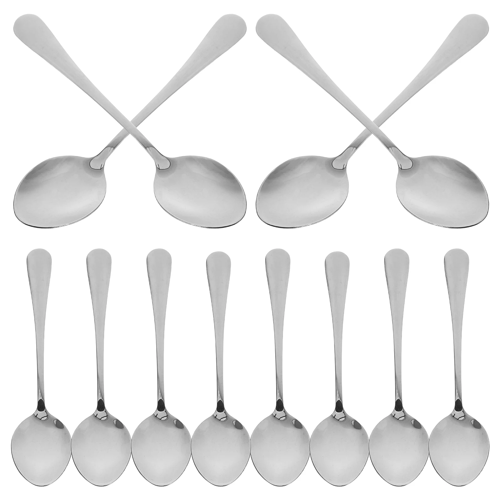 

12 Pcs Stainless Steel Rice Spoon Japanese Soup Cooking Cream Short Body Spoons Versatile Use Easy Clean