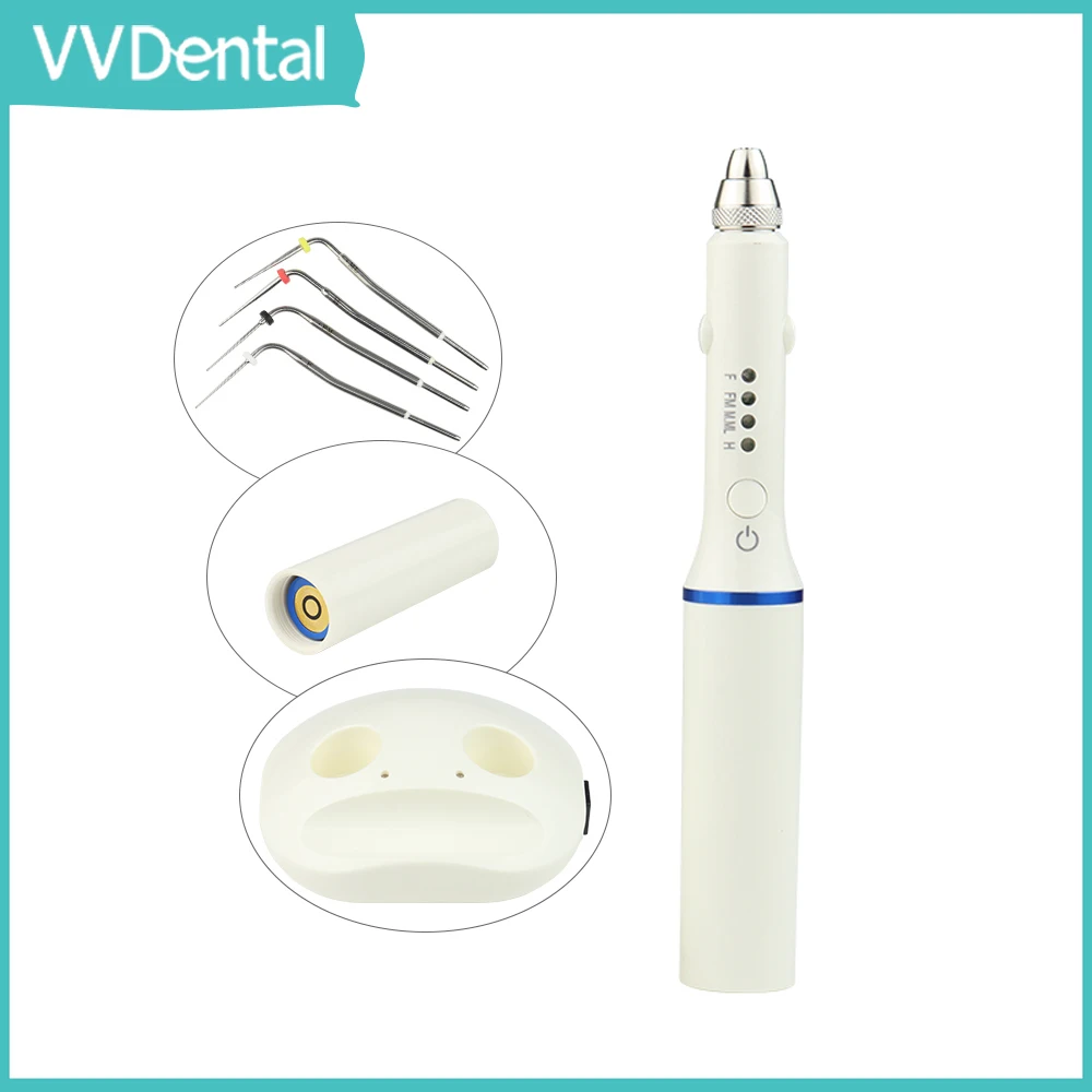 VVDental Wurzelkanal-Abfüllmaschine mit 4 Spitzen und 2 Batterien, kabelloses Guttapercha-Obturationssystem, beheizter Endo-Stift