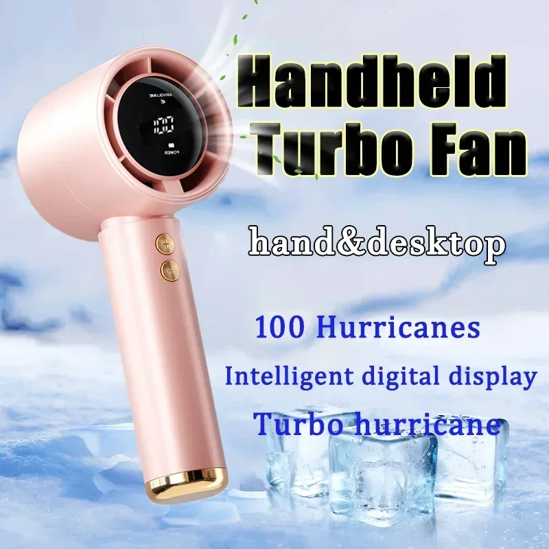 NEW Mini Handheld Fan Rechargeable Battery Portable Fan Foldable Hanging Neck Fan Hand Held Outdoor Camping Ice Cooling Fan