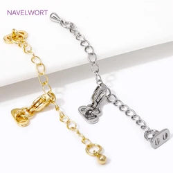 18K Gold Plated Brass Extension Chain with Lobster Clasp And 2-Strand Beading Connector For DIY Necklace Making Accessories