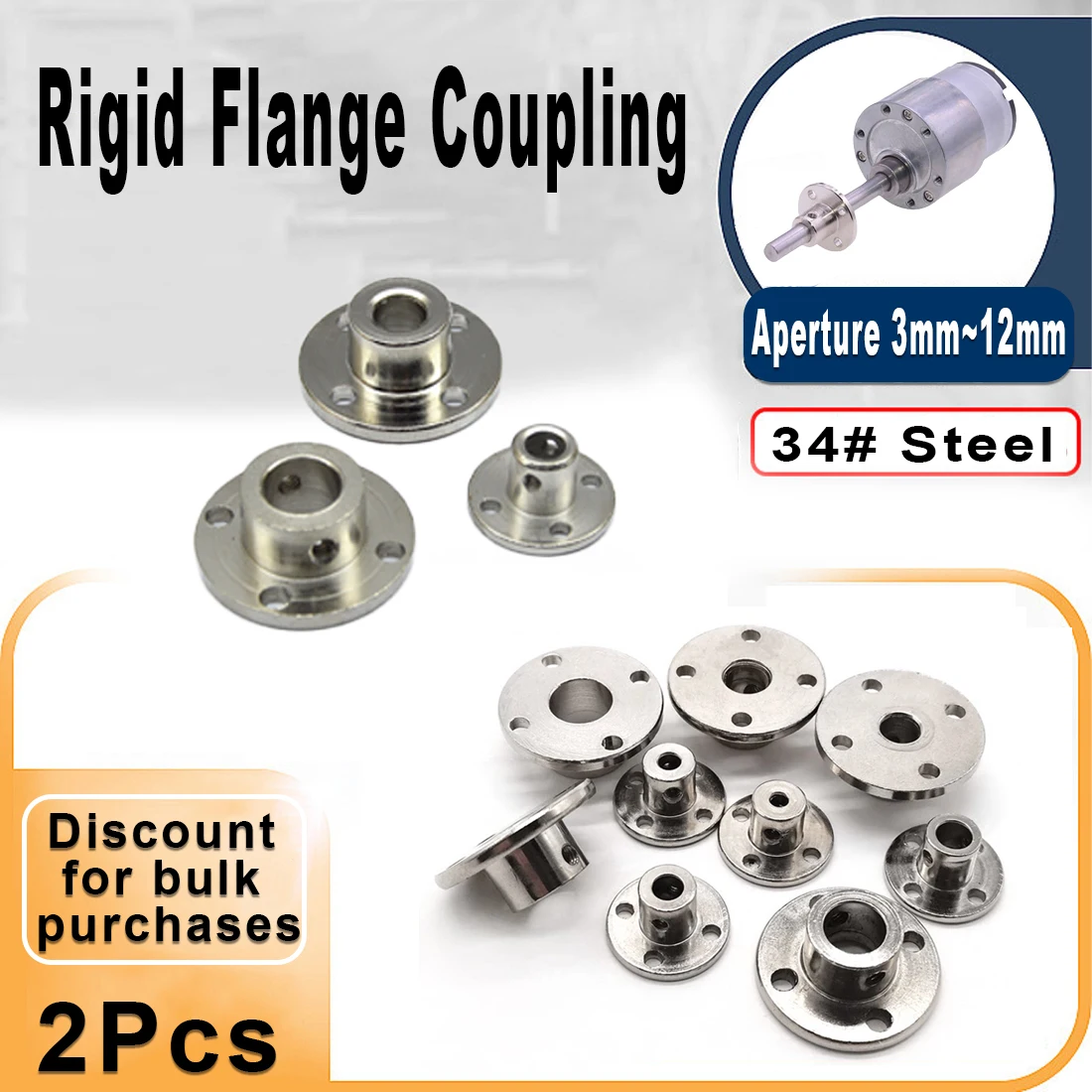 

3mm 3.17mm 4mm 5mm 6mm 6.35mm 7mm 8mm 10mm 11mm 12mm 14mmRigid Flange Coupling Motor Guide Shaft Coupler Motor Support Connector