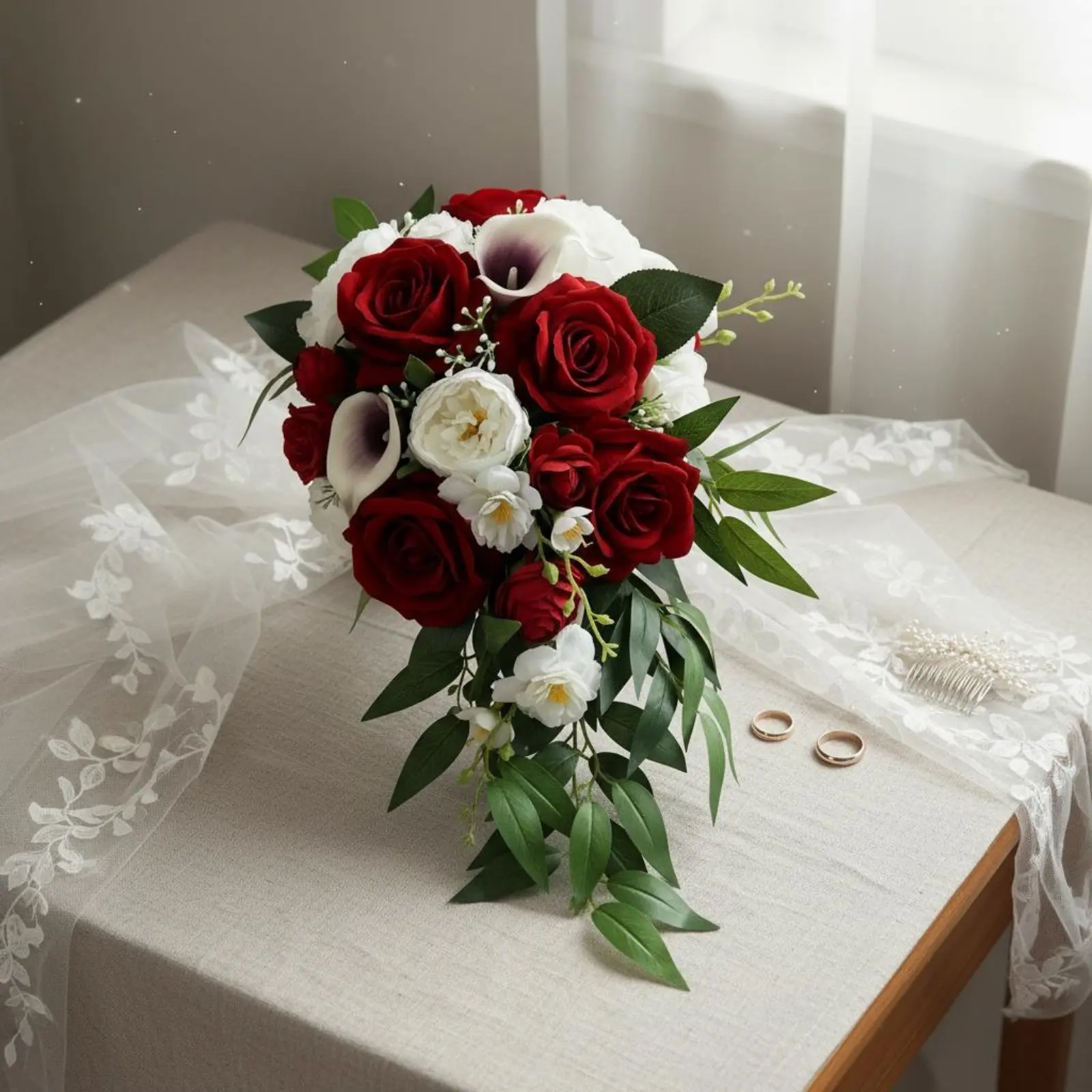 Teardrop Bridal Flower Arrangement European Design Artificial Flower Calla Flower Flower Arrangement Elegant Romantic