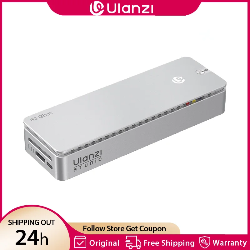 

Внешний корпус Ulanzi DT580 для M.2 NVMe SSD с вентилятором охлаждения, чипом JHL9480, для M.2 M-Key / B & M Key 2280 SSD, Thunderbolt 5, до 8 ТБ