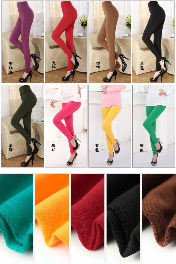 Women's Pants Elastic High Waist Leggings Plus Size 3XL  Spring and Autumn Candy-colored Form-Fitting  Lady's Trousers
