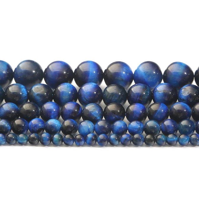 

4mm-12mm Dark Blue Tiger Eye Natural Stone Beads Loose Spacer Round Beads For DIY Jewelry Making Bracelet Handmade Accessories