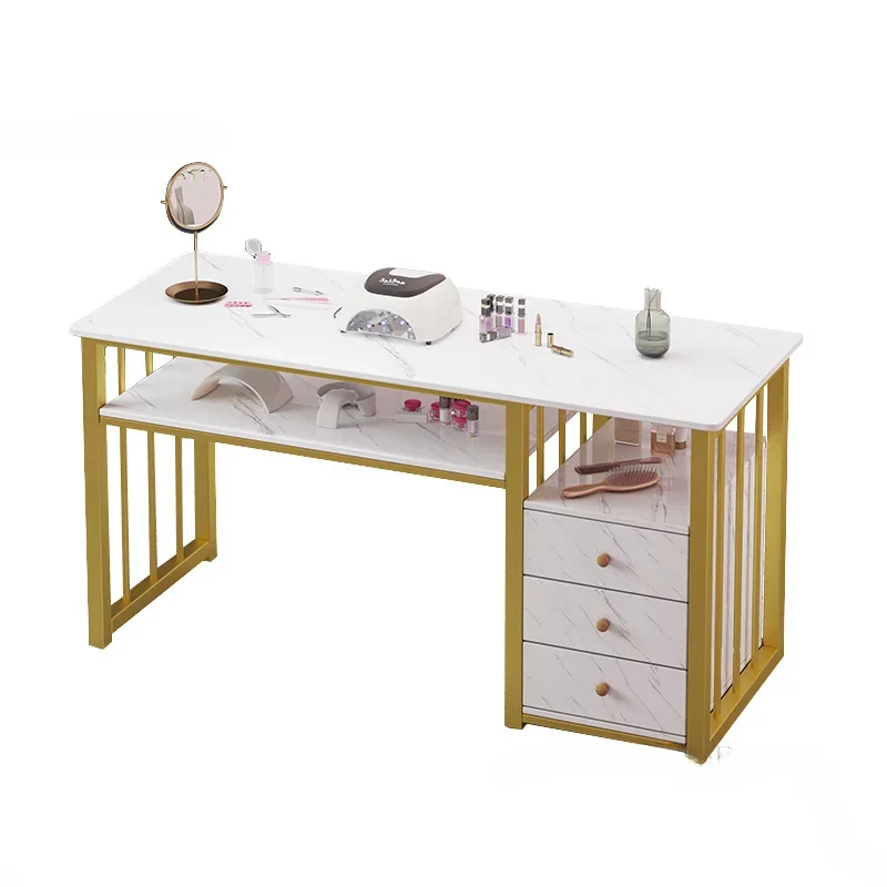 

Nordic Light Luxury Nail Tables Salon Furniture Modern Nail Shop Table and Chair Set Single Double Professional Manicure Tables