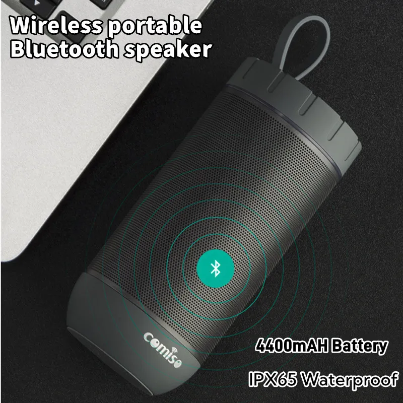 

Caixa De Som Bluetooth Speaker TWS IPX65 Waterproof Sound Column Outdoor Portable Camping Bluetooth Subwoofer 4400mAh Metal Mesh