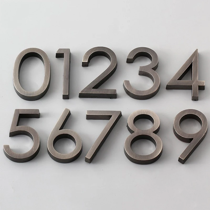 1x Retro Bronze House Number Door Plate Sign Door Number Sticker Plaque Hotel Apartment Villa Home Door Plate