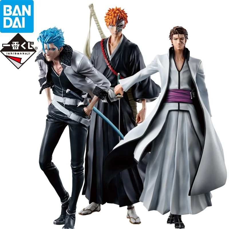 In Stock Bandai Ichiban Bleach Deputy Soul Reaper Ichigo Kurosaki Grimmjow Aizen Sousuke 25cm Anime Figure Action Model Toys Boy