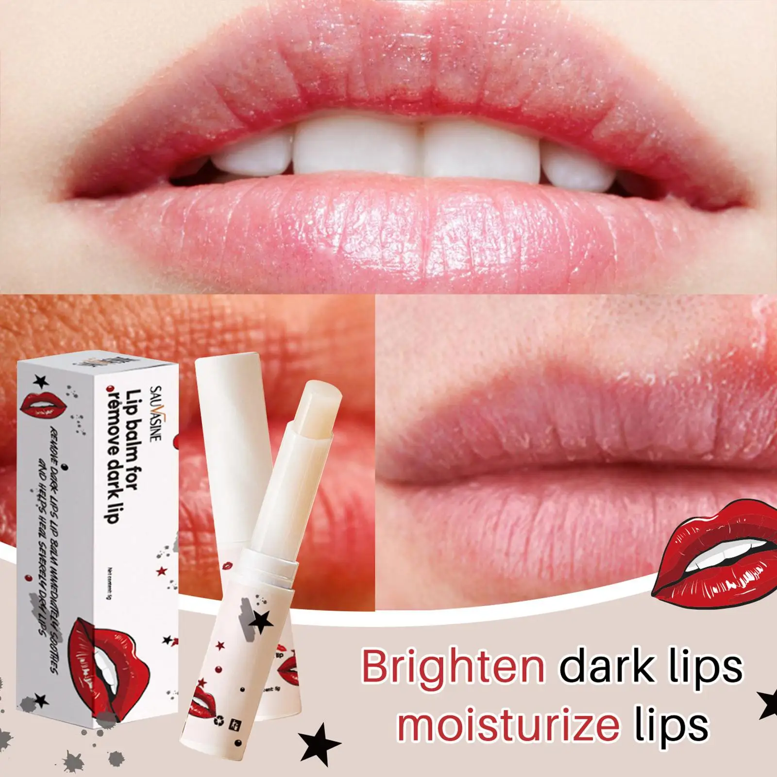 Pure Natural Lip Whitening Lightening Bleaching Black Removal Balm Eliminate Uneven Darkness on Lips Treatment Care