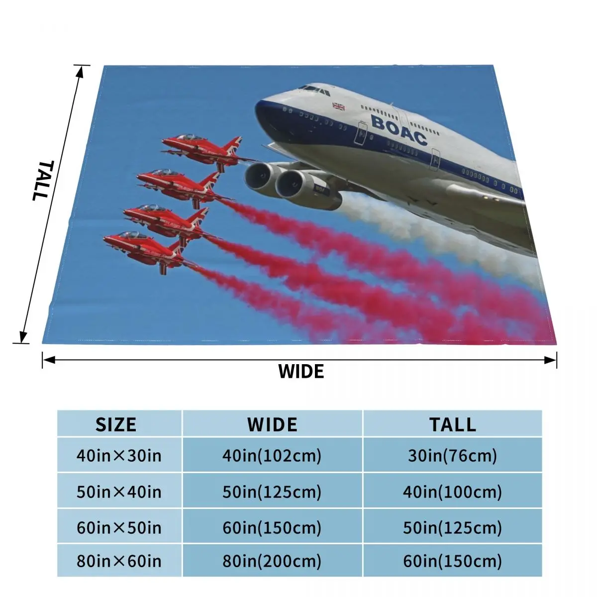 BOAC 747 with The Red Arrows Flypast - 4 Throw Blanket Softest for winter Soft Blankets