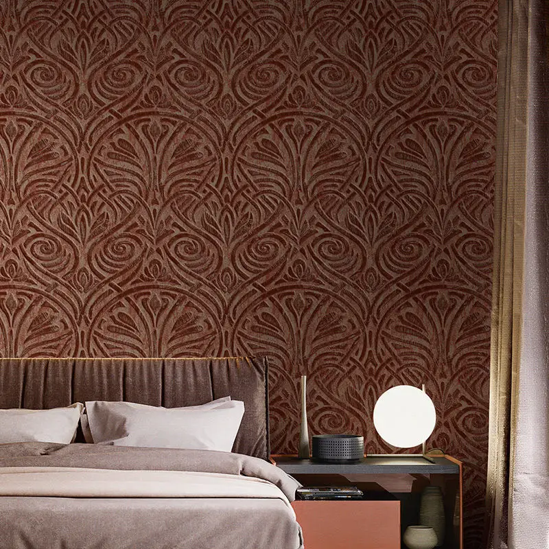 Retro Nostalgic Metallic Wind Wallpaper for Walls Roll Industrial Bar Restaurant Living Room Clothing Store Wallpaper Copper Red