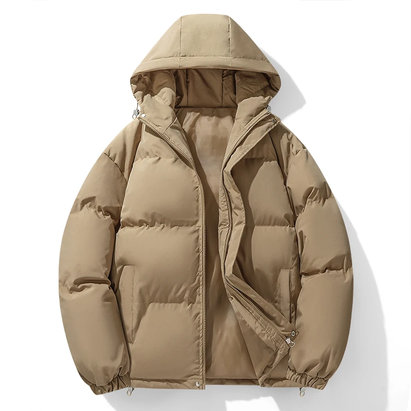 Winter Jacket Men Hooded Cotton Coat Thickened Warm Unisex Windproof Cold-Resistant Puffer Jacket Women Solid Quilted Jacket