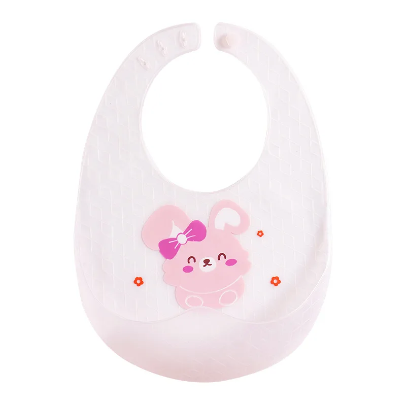 New Cartoon Silicone Waterproof  Baby Bib Newborn To Feeding Children 3D Stereoscopic Adjustable Snap Button Soft and Wash Free