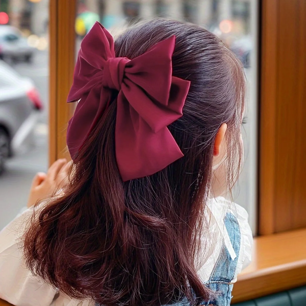 1 pinza de pelo de lazo grande de viento dulce para niña pequeña roja