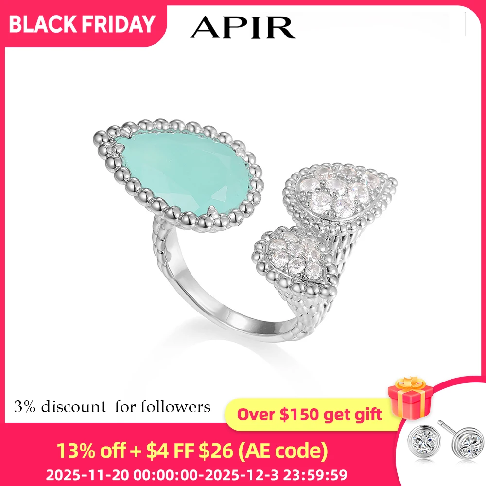 

APIR Кольцо со змеиным дизайном, три капли, женское кольцо в богемном стиле с каплями воды, изысканное ювелирное кольцо с цирконом 5А