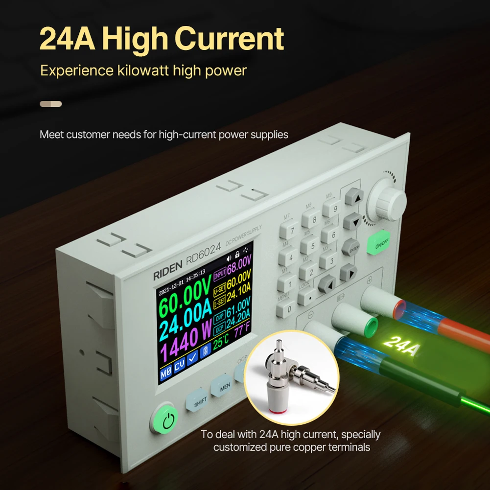 RD6024 RD6018 60V 24A USB LCD Display Screen DC Adjustable Step Down Voltage Bench Power Supply Buck Converter Data Storage