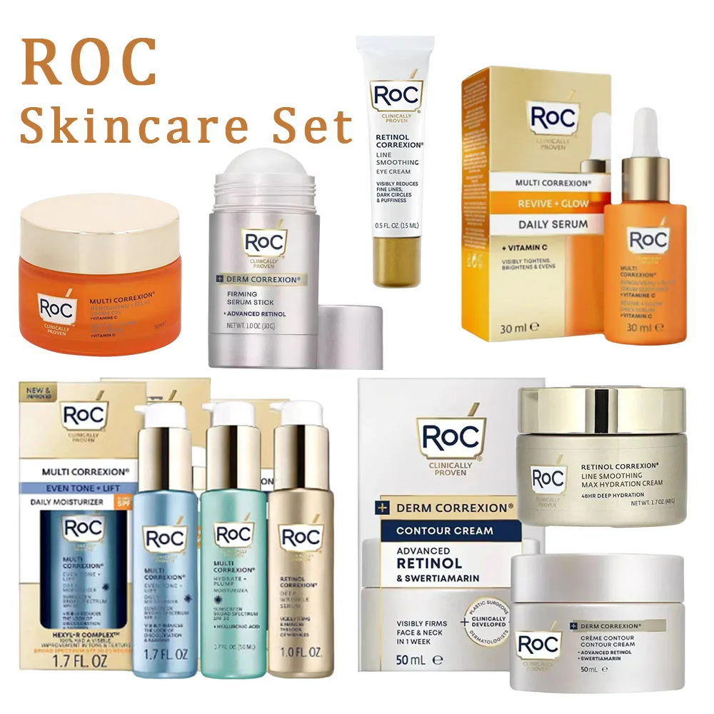 ROC Set per la cura della pelle originale Retinolo Acido ialuronico Crema per il viso Vitamina C Essenza per il viso Idratante Rassodante Lifting Cura della pelle