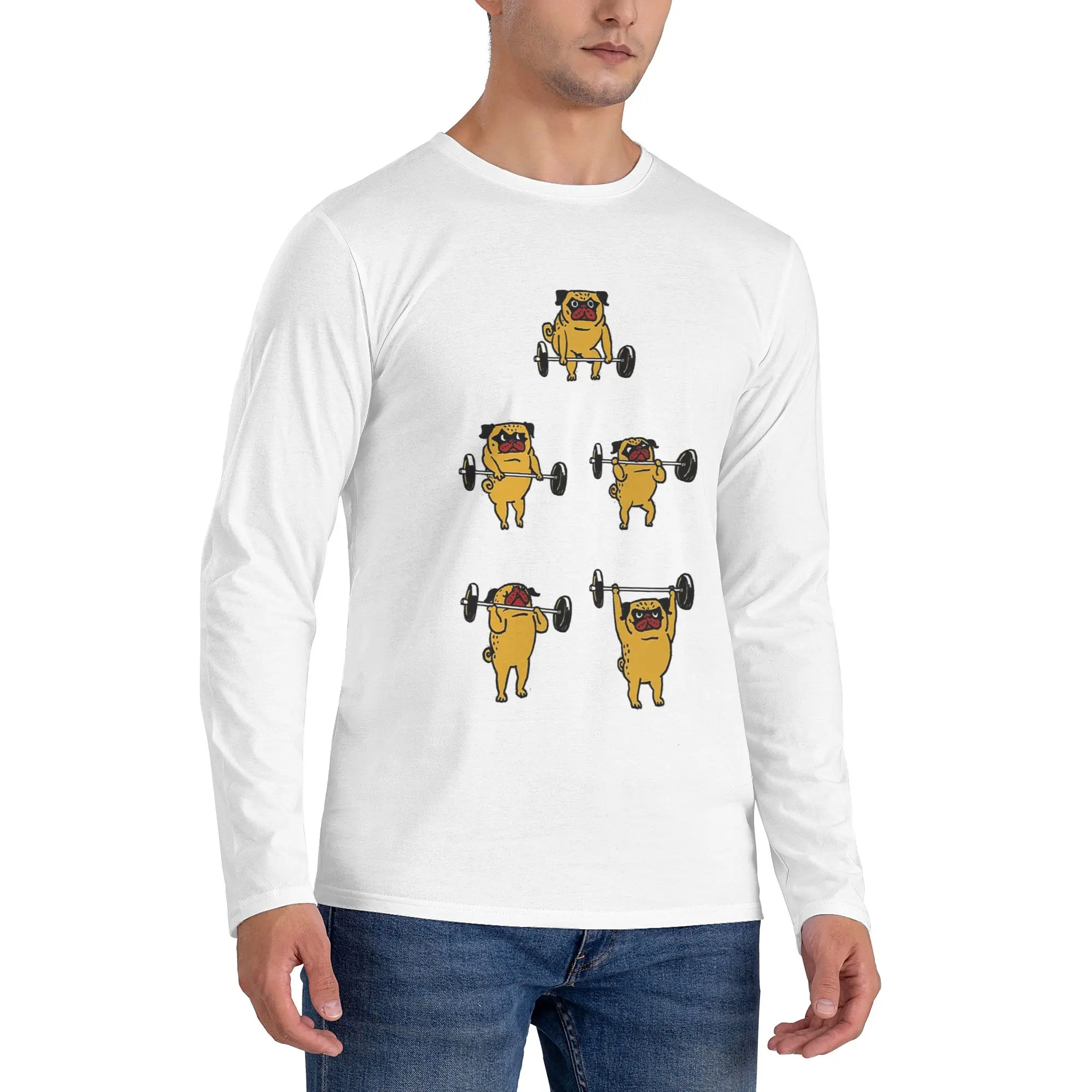 

Мужская футболка с длинными рукавами «Чистое и жартс» в стиле мопса, повседневные футболки с круглым вырезом, весенние и осенние мужские топы