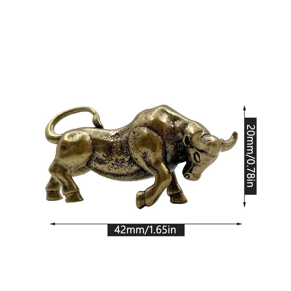 Brass Retro Bullfighting Figurines Keyring Hanging Jewelry Metal Copper Zodiac Animal Bull Car Key Chain Pendants Trinkets Decor