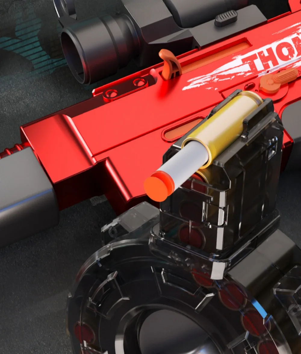 Electric Soft Bullet Toy Gun with Throwing Shell Submachine Gun Model Outdoor Shooting Games Christmas Gift for Boy Adult