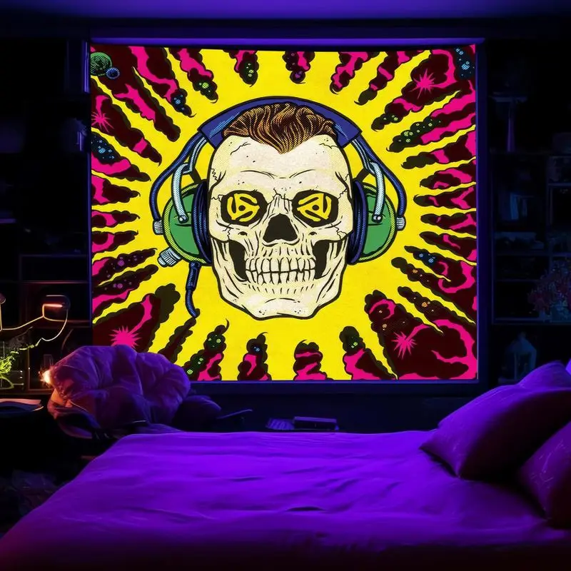VIKAMA Headsets Skeleton Tapestry Wall Decoration Living Room Background Wall Room Decoration Home Decoration